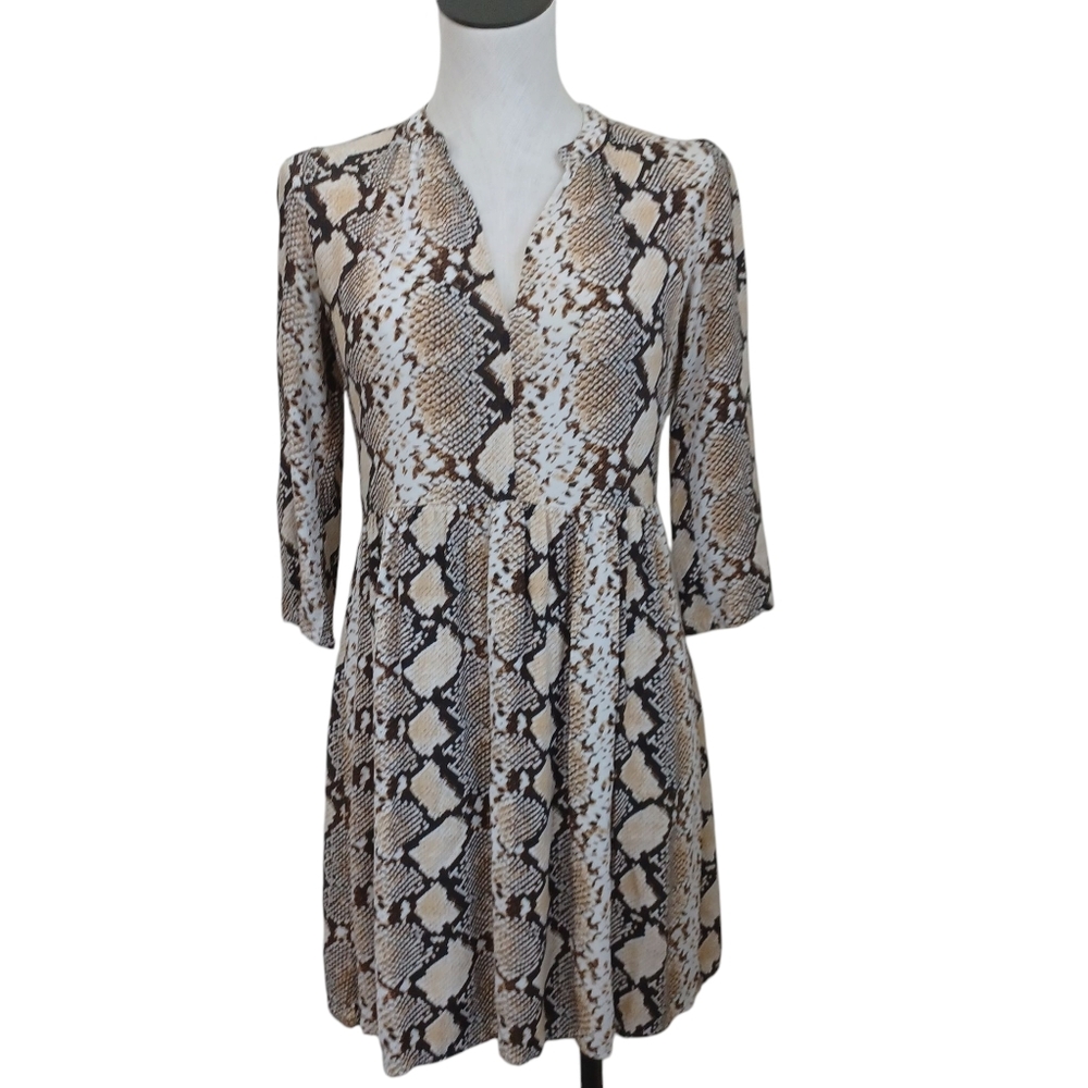 Anthropologie Maeve Dress‎ Juno Snake Print Reptile Crepe Popover Womens X Small